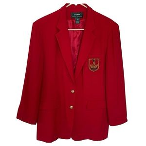 Vintage Ralph Lauren Crested Pocket Wool Blazer Size 12